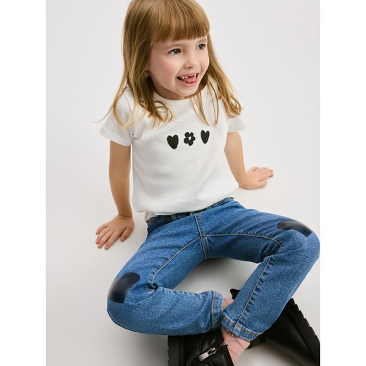 Reserved - Jeansy slim fit z nadrukiem - niebieski ze sklepu Reserved w kategorii Spodnie dziewczęce - zdjęcie 186712235