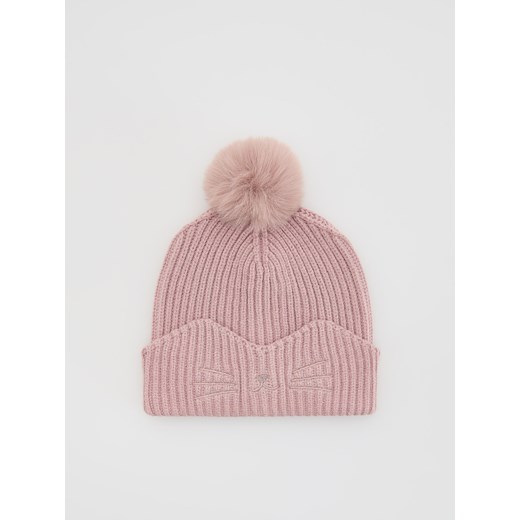 Reserved - Czapka z haftem - pastelowy róż ze sklepu Reserved w kategorii Czapki dziecięce - zdjęcie 186712347