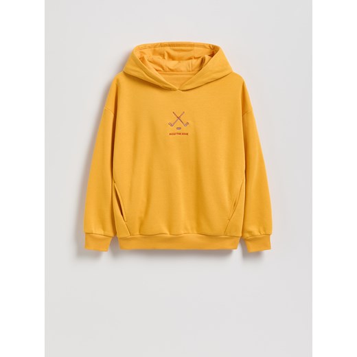 Reserved - Bawełniana bluza z kapturem - kremowy ze sklepu Reserved w kategorii Bluzy chłopięce - zdjęcie 186712428