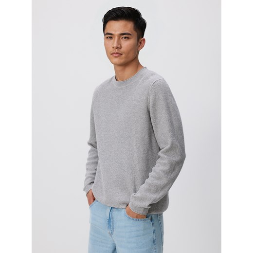 Reserved - Strukturalny sweter z bawełny - szary ze sklepu Reserved w kategorii Swetry męskie - zdjęcie 186712498