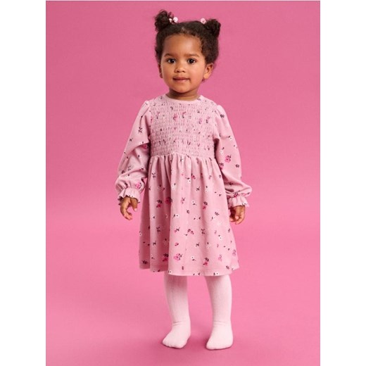 Sinsay - Sukienka babydoll ze wzorkiem - różowy - id: 565EJ-38X - marki Sinsay - 186712939 Sinsay - Sukienka babydoll ze wzorkiem - różowy ze sklepu Sinsay w kategorii Sukienki niemowlęce - zdjęcie 186712939