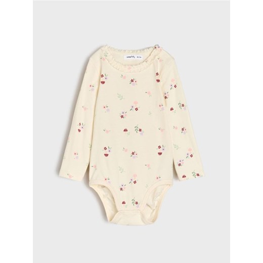 Sinsay - Body z ozdobnym dekoltem w kwiaty - kremowy ze sklepu Sinsay w kategorii Odzież dla niemowląt - zdjęcie 186712957