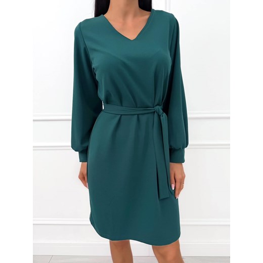 Zielona Sukienka z Dekoltem V ze sklepu ModnaKiecka.pl w kategorii Sukienki - zdjęcie 186713476