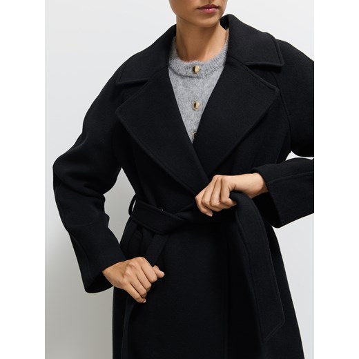Mohito - Płaszcz z wełną i domieszką kaszmiru - czarny Mohito 42 Mohito