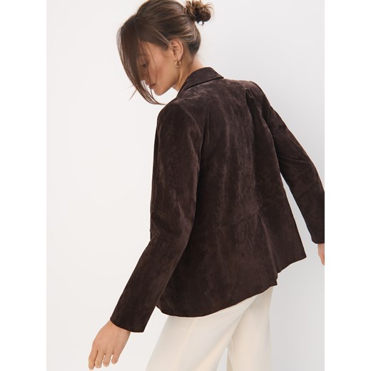 Mohito - Skórzana marynarka oversize - brązowy ze sklepu Mohito w kategorii Marynarki damskie - zdjęcie 186714116