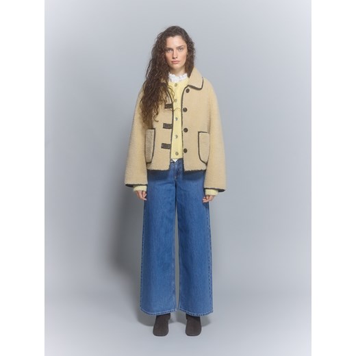 Reserved - Dwustronna kurtka kożuch - kremowy ze sklepu Reserved w kategorii Kurtki damskie - zdjęcie 186714816