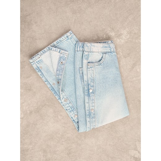 Reserved - Jeansy wide leg z napami - niebieski ze sklepu Reserved w kategorii Spodnie dziewczęce - zdjęcie 186714839