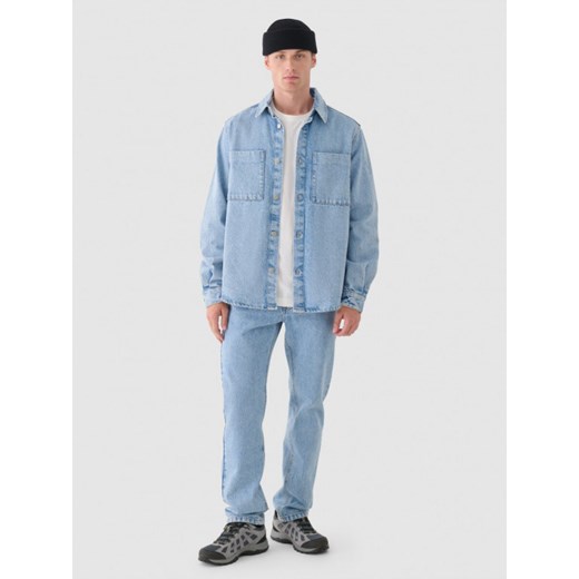 Męskie jeansy straight Outhorn OTHWAW24TJNSM006 - niebieskie ze sklepu Sportstylestory.com w kategorii Jeansy męskie - zdjęcie 186715187