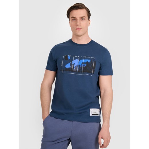 Męski t-shirt z nadrukiem 4F 4FRAW25TTSHM3298 - turkusowy ze sklepu Sportstylestory.com w kategorii T-shirty męskie - zdjęcie 186715266