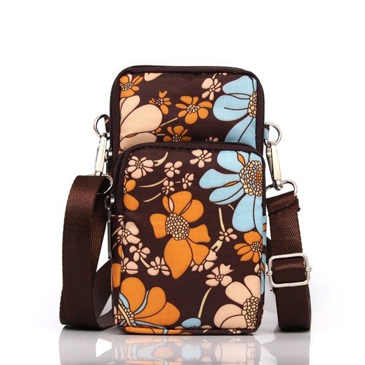 Torebka listonoszka etui na telefon wielokolorowa kwiaty brąz SR86 ze sklepu butyolivier w kategorii Etui - zdjęcie 186715345