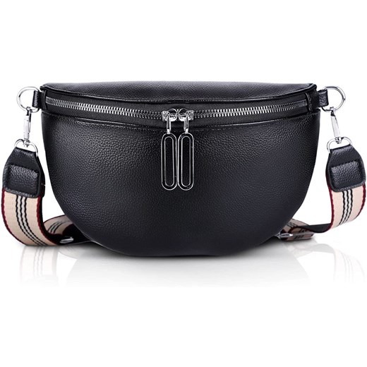 Torebka nerka czarna z ekoskóry BP96 ze srebrnymi suwakami ze sklepu butyolivier w kategorii Etui - zdjęcie 186715359