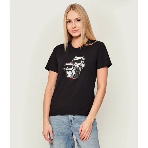Karl Lagerfeld T-shirt IKON SKETCH DUO | Regular Fit ze sklepu Gomez Fashion Store w kategorii Bluzki damskie - zdjęcie 186715479