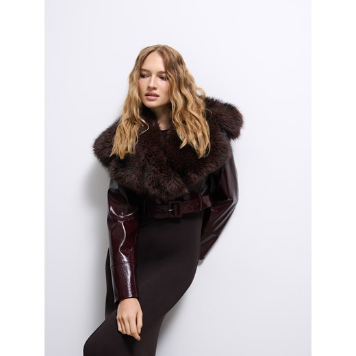 Mohito - Kurtka z futerkiem - ciemny fiolet ze sklepu Mohito w kategorii Kurtki damskie - zdjęcie 186716956