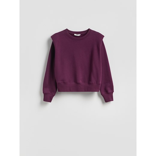 Reserved - Bluza z poduszkami na ramionach - ciemnofioletowy ze sklepu Reserved w kategorii Bluzy damskie - zdjęcie 186717386