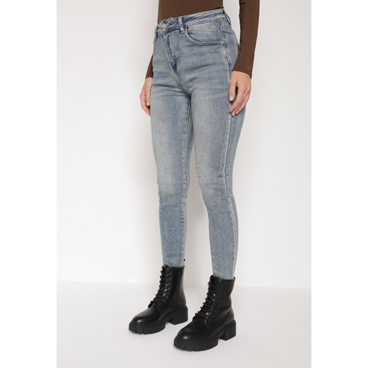Niebieskie Jeansy Skinny z Bawełną z Regularnym Stanem Tevalka M born2be.pl