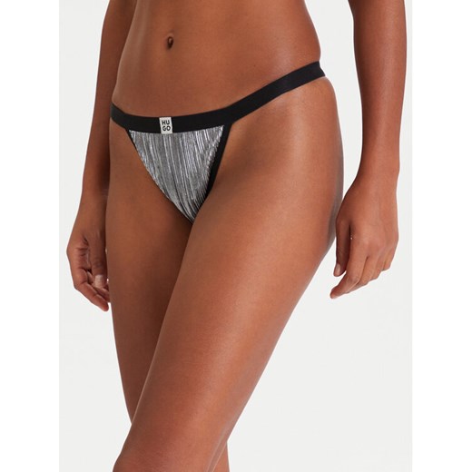 HUGO Stringi Plisse 50549896 Srebrny ze sklepu MODIVO w kategorii Majtki damskie - zdjęcie 186718718