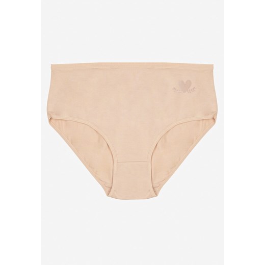 Beżowe Gładkie Majtki Figi z Bawełny Idina ze sklepu born2be.pl w kategorii Majtki damskie - zdjęcie 186719615