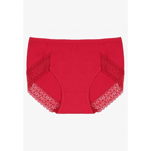 Bordowe Majtki Figi z Bawełny z Koronkową Lamówką Idilea ze sklepu born2be.pl w kategorii Majtki damskie - zdjęcie 186719629