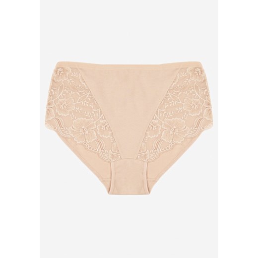 Beżowe Bawełniane Majtki Figi z Koronką Idiana ze sklepu born2be.pl w kategorii Majtki damskie - zdjęcie 186719637