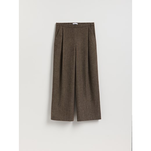 Reserved - Szerokie spodnie z zakładkami - brązowy Reserved XS Reserved