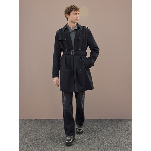 Reserved - Klasyczny trencz z paskiem - czarny ze sklepu Reserved w kategorii Płaszcze męskie - zdjęcie 186719768