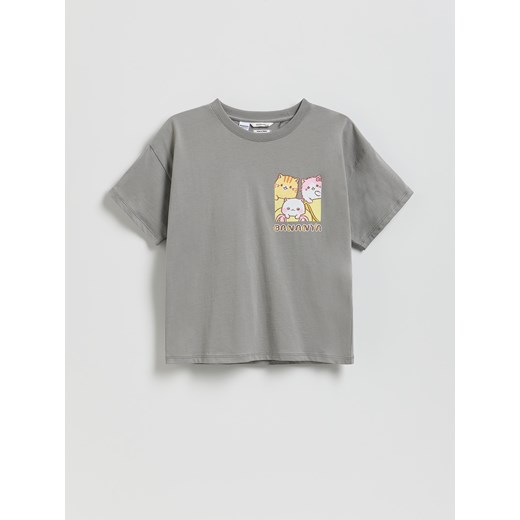 Reserved - T-shirt z nadrukiem Bananya - ciemnoszary Reserved 122/128 (6-8 lat) Reserved