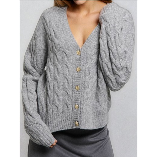 Sinsay - Kardigan z ozdobnymi guzikami z domieszką wełny - szary ze sklepu Sinsay w kategorii Swetry damskie - zdjęcie 186721857