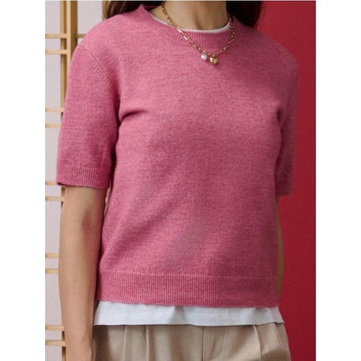 Sinsay - Bluzka swetrowa z domieszką wełny - różowy ze sklepu Sinsay w kategorii Bluzki damskie - zdjęcie 186721867