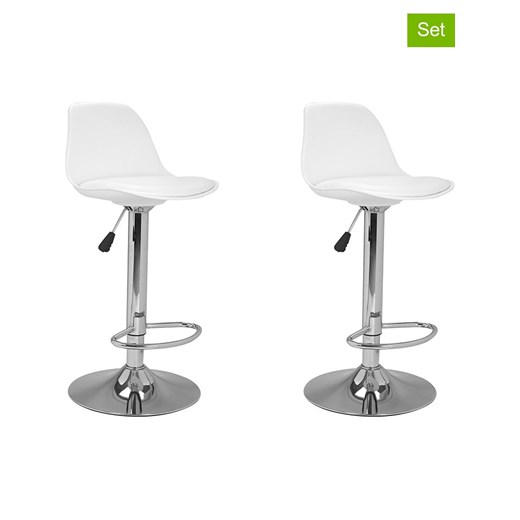 IDOMYA Factory Hockery barowe (2 szt.) &quot;Karl&quot; w kolorze srebrno-białym - 42 x 104 x 39 cm ze sklepu Limango Polska w kategorii Meble - zdjęcie 186722327