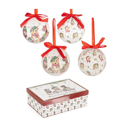 Bizzotto Bombki (6 szt.) &quot;Adam&quot; w kolorze białym ze wzorem - Ø 7,5 cm ze sklepu Limango Polska w kategorii Dekoracje bożonarodzeniowe - zdjęcie 186723049