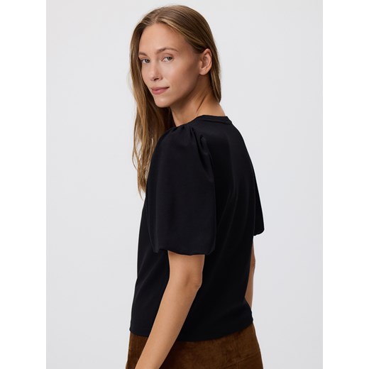 Reserved - T-shirt z bufiastymi rękawami - czarny Reserved L Reserved