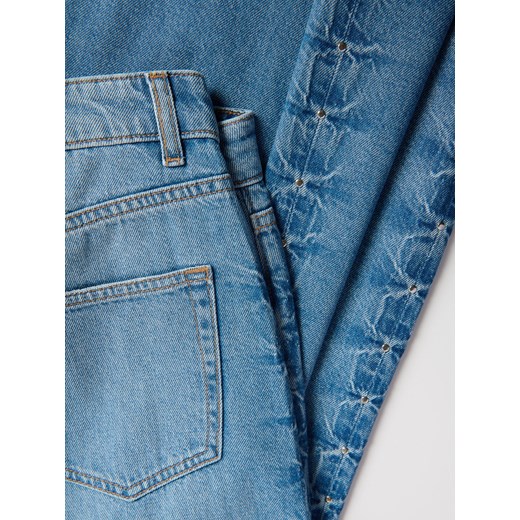 Reserved - Jeansy wide leg z okuciami - niebieski Reserved 34 Reserved