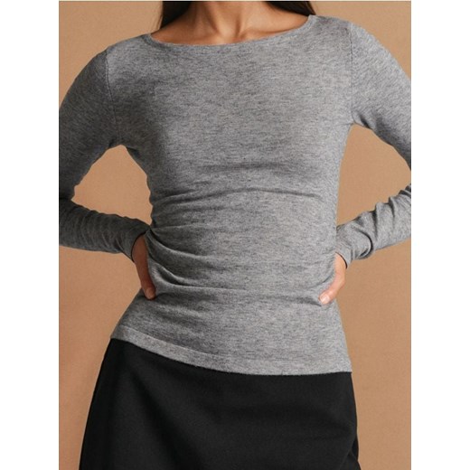 Sinsay - Sweter z marszczeniami po bokach z domieszką wełny - szary ze sklepu Sinsay w kategorii Swetry damskie - zdjęcie 186725287