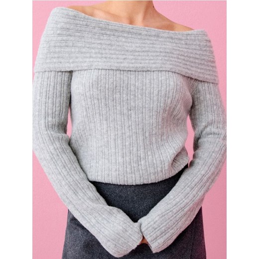 Sinsay - Sweter z odkrytymi ramionami i domieszką wełny - szary ze sklepu Sinsay w kategorii Swetry damskie - zdjęcie 186725288