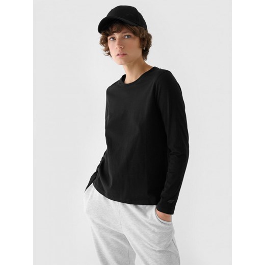 Damski longsleeve basic 4F 4FWMM00TLONF431 - czarny ze sklepu Sportstylestory.com w kategorii Bluzki damskie - zdjęcie 186725555
