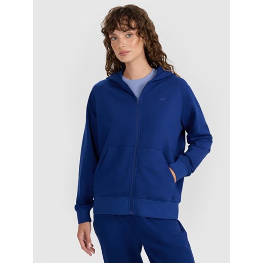 Damska bluza dresowa rozpinana z kapturem 4F 4FWMM00TSWSF1763 - granatowa ze sklepu Sportstylestory.com w kategorii Bluzy damskie - zdjęcie 186725638