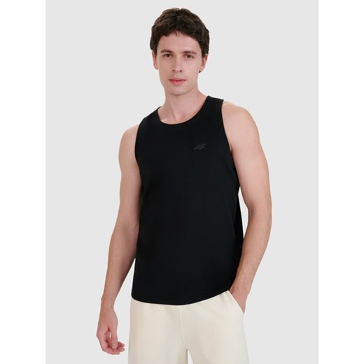 Męski top regular 4F 4FWMM00TSLEM126 - czarny ze sklepu Sportstylestory.com w kategorii T-shirty męskie - zdjęcie 186725649