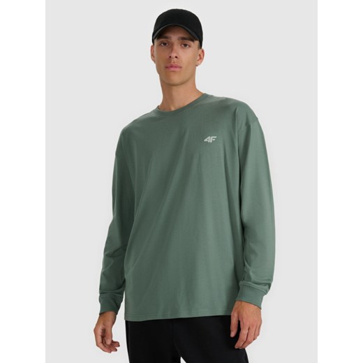 Męski longsleeve oversize z nadrukiem 4F 4FWAW25TLONM481 - oliwkowy ze sklepu Sportstylestory.com w kategorii T-shirty męskie - zdjęcie 186725768