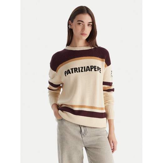 Patrizia Pepe Sweter 2K0352/K298-YA34 Écru Regular Fit ze sklepu MODIVO w kategorii Swetry damskie - zdjęcie 186729438