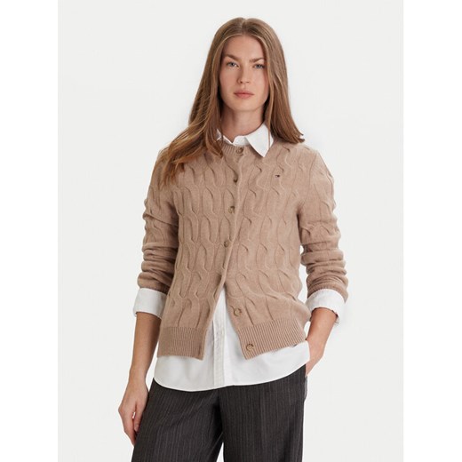 Tommy Hilfiger Kardigan WW0WW47463 Beżowy Regular Fit ze sklepu MODIVO w kategorii Swetry damskie - zdjęcie 186729556