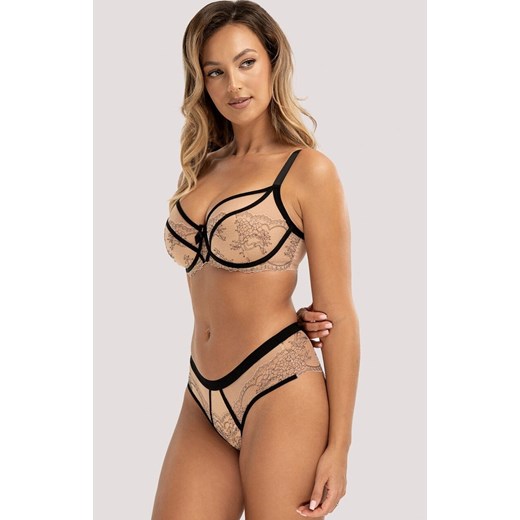 Unikat biustonosz półusztywniany semi-soft Atina, Kolor beżowo-czarny, Rozmiar 80F, Unikat ze sklepu Primodo w kategorii Biustonosze - zdjęcie 186731117