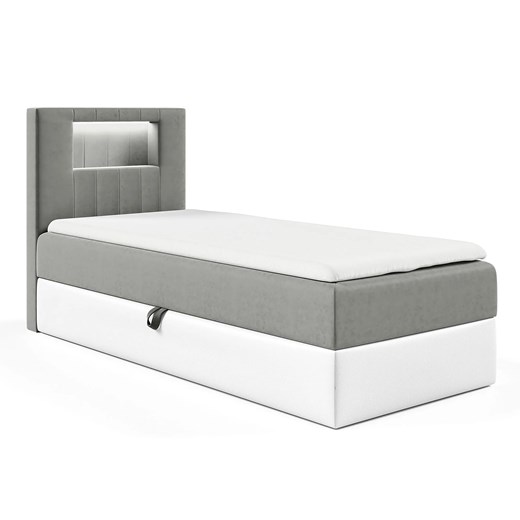 Szare łóżko pojedyncze z oświetleniem LED 3 rozmiary - Fenarro ze sklepu Edinos.pl w kategorii Łóżka i materace - zdjęcie 186731306