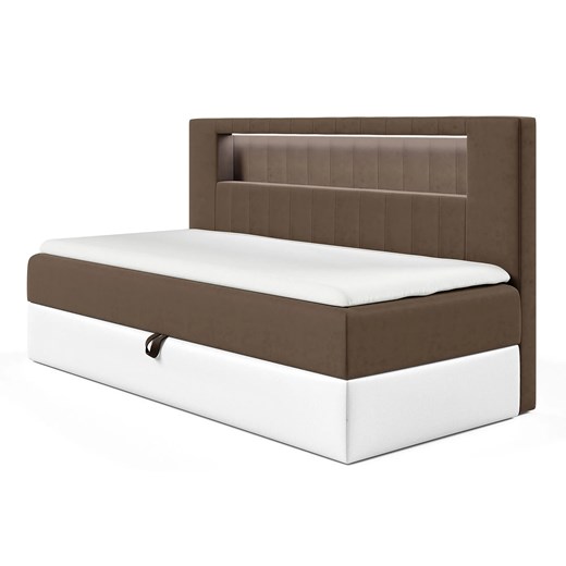 Brązowe łóżko z oświetleniem LED 3 rozmiary D7-R43 ze sklepu Edinos.pl w kategorii Łóżka i materace - zdjęcie 186731319