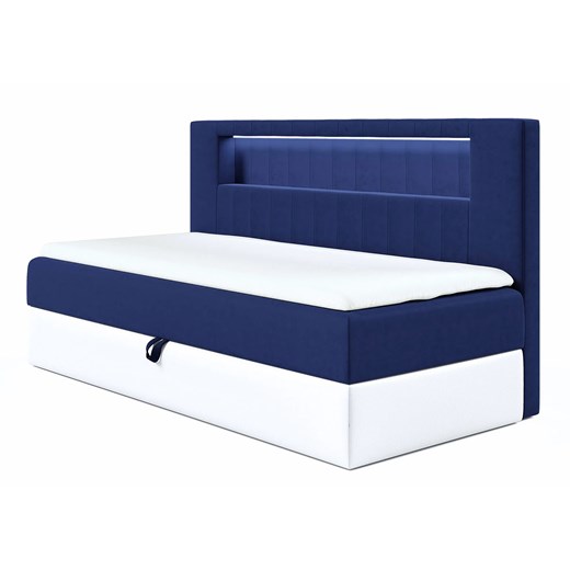 Granatowe łóżko kontynentalne z pojemnikiem 3 rozmiary R9-W32 ze sklepu Edinos.pl w kategorii Łóżka i materace - zdjęcie 186731366