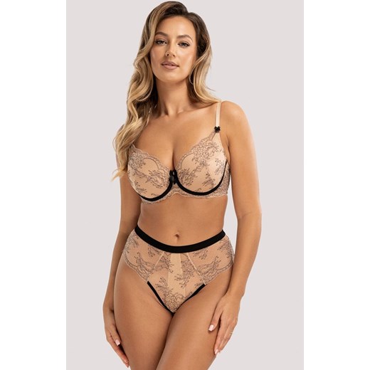 Unikat figi damskie z wysokim stanem Atina, Kolor beżowo-czarny, Rozmiar M, Unikat ze sklepu Intymna w kategorii Majtki damskie - zdjęcie 186731418