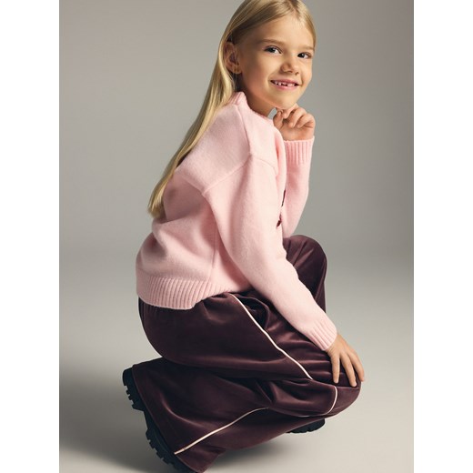 Reserved - Welurowe spodnie z szerokimi nogawkami - bordowy Reserved 146 (10 lat) Reserved