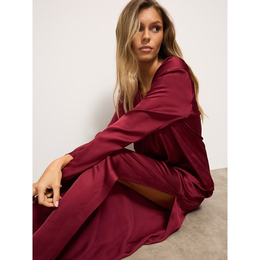 Mohito - Wiskozowe bordowe spodnie od piżamy - kasztanowy Mohito XS Mohito