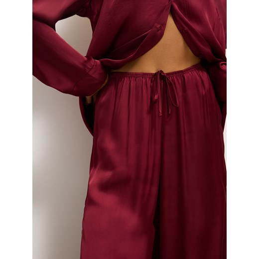Mohito - Wiskozowe bordowe spodnie od piżamy - kasztanowy Mohito L Mohito
