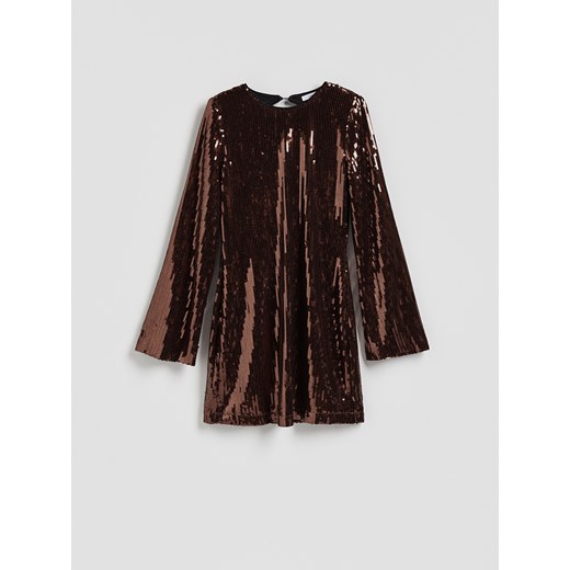 Reserved - Cekinowa sukienka mini - ciemnobrązowy Reserved XS Reserved