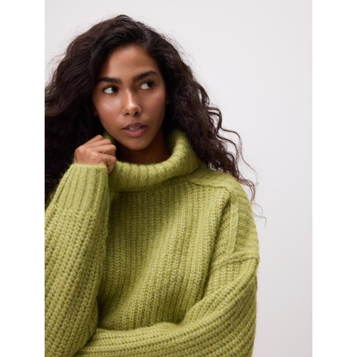 Reserved - Golf z domieszką wełny - oliwkowy ze sklepu Reserved w kategorii Swetry damskie - zdjęcie 186734428